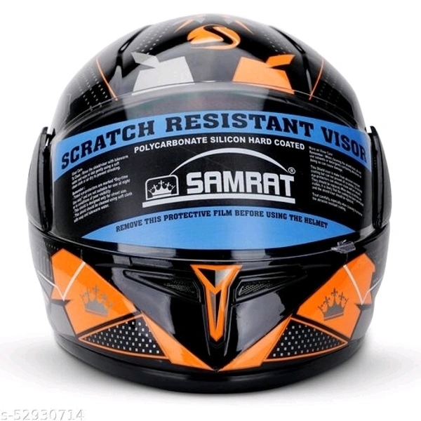 SAMRAT HELMET(Storm Orange) with P.C. visor(anti UV and scratch proof) built with ABS Material shell