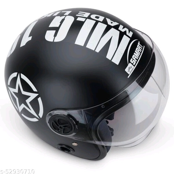 SAMRAT HELMET(Bullet Black) with P.C. visor(anti UV and scratch proof) built with ABS Material shell