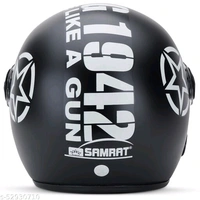 SAMRAT HELMET(Bullet Black) with P.C. visor(anti UV and scratch proof) built with ABS Material shell
