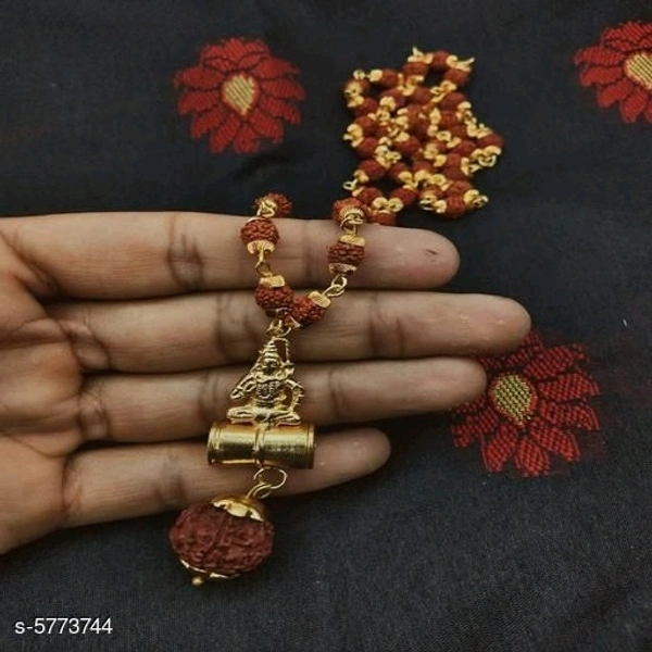 Stylish Men's Brown Damaru Locket Rudraksha Chain