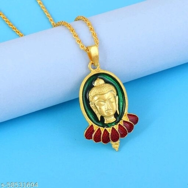 Memoir Brass Goldplated Green Halo Lord Buddha Pendant Men Jewellery Women pendant (PCOM4426)