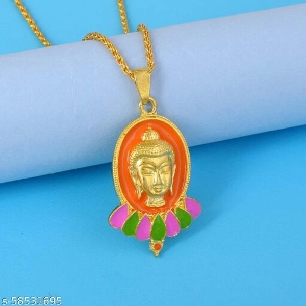Memoir Brass Goldplated Saaffron Halo Lord Buddha Pendant Men Jewellery Women pendant (PCOM4427)