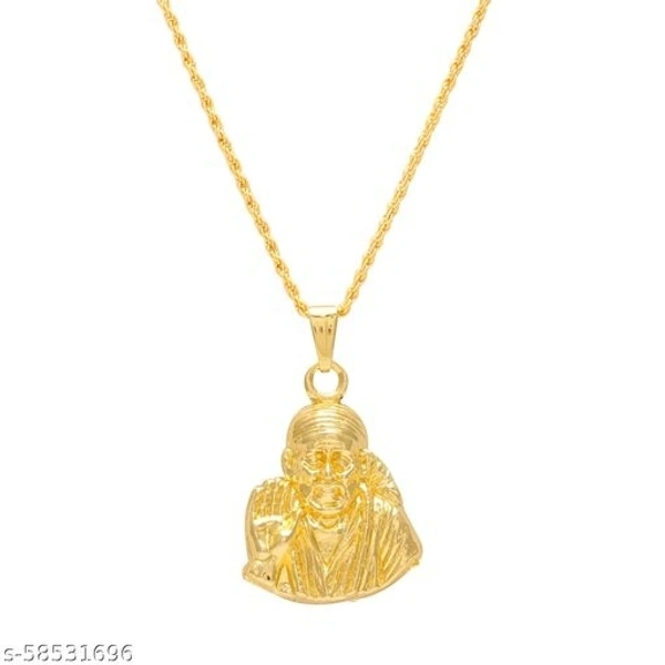 Memoir Gold plated SAI BABA Religious God Pendant, Locket, Chain necklace Temple Jewellery