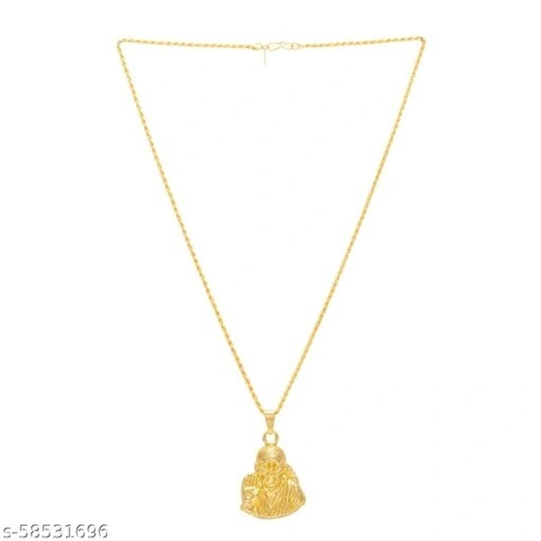 Memoir Gold plated SAI BABA Religious God Pendant, Locket, Chain necklace Temple Jewellery
