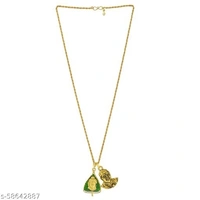 Memoir Gold plated Brass Ashok leaf Budha Head and Babasaheb Bhimrao Ambedkar chain pendant necklace