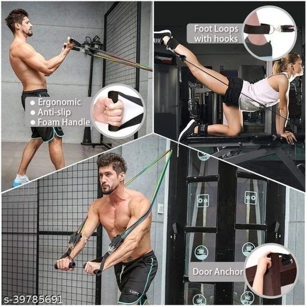 Resistance Exercise Bands with Door Anchor, Handles, Waterproof Carry Bag, Legs Ankle Straps for Resistance Training, Physical Therapy, Home Workouts