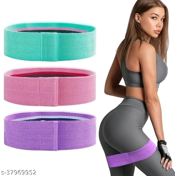 Resistance Band - Fabric Loop Hip Band for Women & Men for Hip, Legs, Stretching, Toning Workout. Mini Loop Booty Bands for Glutes, Squats Exercise Usable in-Home & Gym (3 Pcs Set)