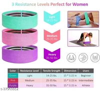Resistance Band - Fabric Loop Hip Band for Women & Men for Hip, Legs, Stretching, Toning Workout. Mini Loop Booty Bands for Glutes, Squats Exercise Usable in-Home & Gym (3 Pcs Set)