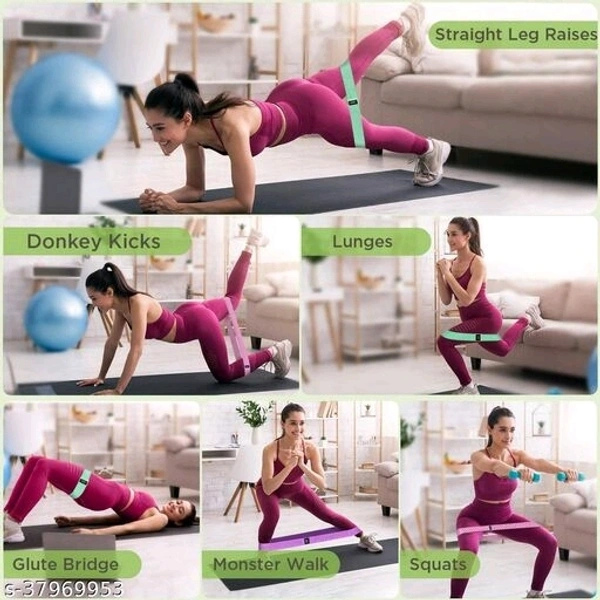 Resistance Band - Fabric Loop Hip Band for Women & Men for Hip, Legs, Stretching, Toning Workout. Mini Loop Booty Bands for Glutes, Squats Exercise Usable in-Home & Gym (3 Pcs Set)