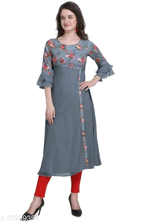 Laayna Women's Crepe Printed A-Line Kurti - XL