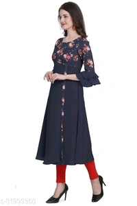 Laayna Women's Crepe Printed A-Line Kurti - S
