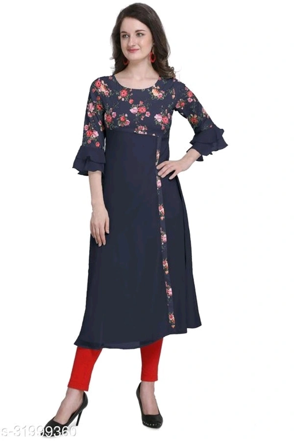Laayna Women's Crepe Printed A-Line Kurti - L