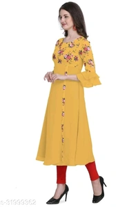 Laayna Women's Crepe Printed A-Line Kurti - M