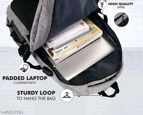  Laptop Backpack With USB Charging Port, Water Resistant with College Computer Bag for Men & Women (Dark Grey)