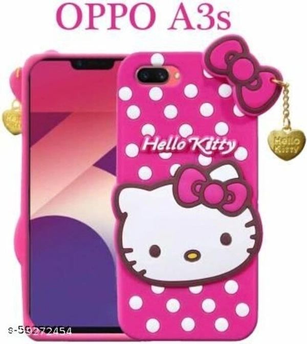Unilord 3D Hello Kitty Case Compatible with Oppo A3s| Cartoon 3D Case Cover | Soft Silicone Rubber with Pendant | Gifted Item | Girls Cover |Pink
