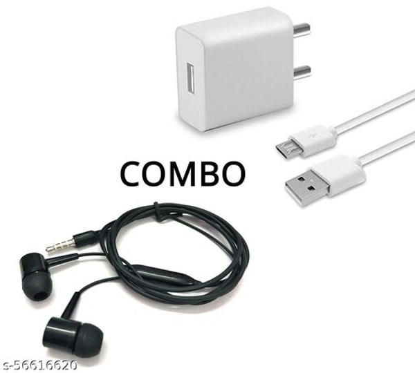single port mobile charger and earphone wired combo