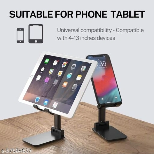 Foldable Tablet Mobile Stand Holder - [2021 Updated] Angle & Height Adjustable Desk Cell Phone Holder Anti-Slip Compatible with Smartphones/iPad Mini/Game/Kindle/
