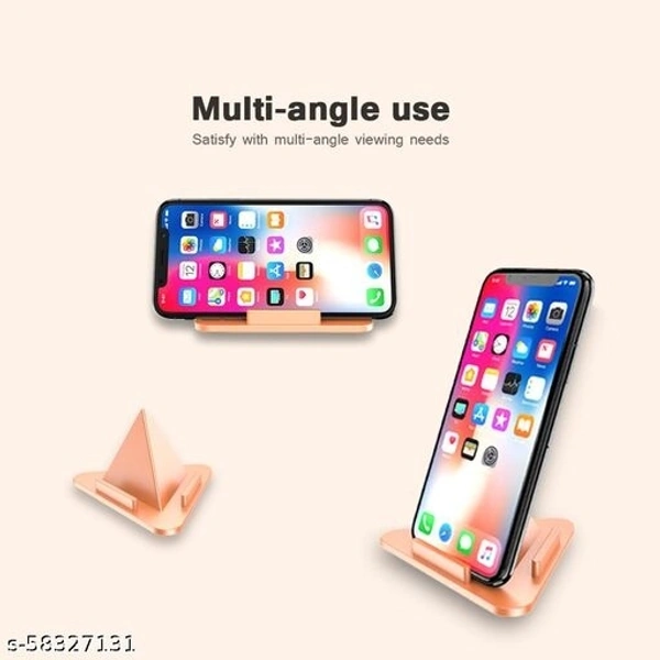 HABARIJI  Mobile Accessories Universal Portable Three-Sided Pyramid Shape Desktop/Table Mobile Holder Stand - Anti Slip, Multi Angle (Any Color)