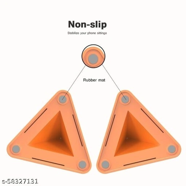 HABARIJI  Mobile Accessories Universal Portable Three-Sided Pyramid Shape Desktop/Table Mobile Holder Stand - Anti Slip, Multi Angle (Any Color)
