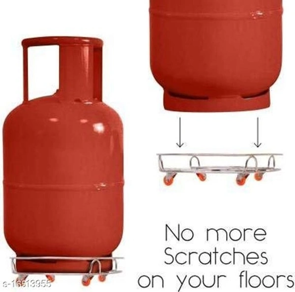 Pla Stainless Steel Gas Trolly/LPG Cylinder Stand Trolley with Wheels | Gas Cylinder Trolley with Wheels (Silver)