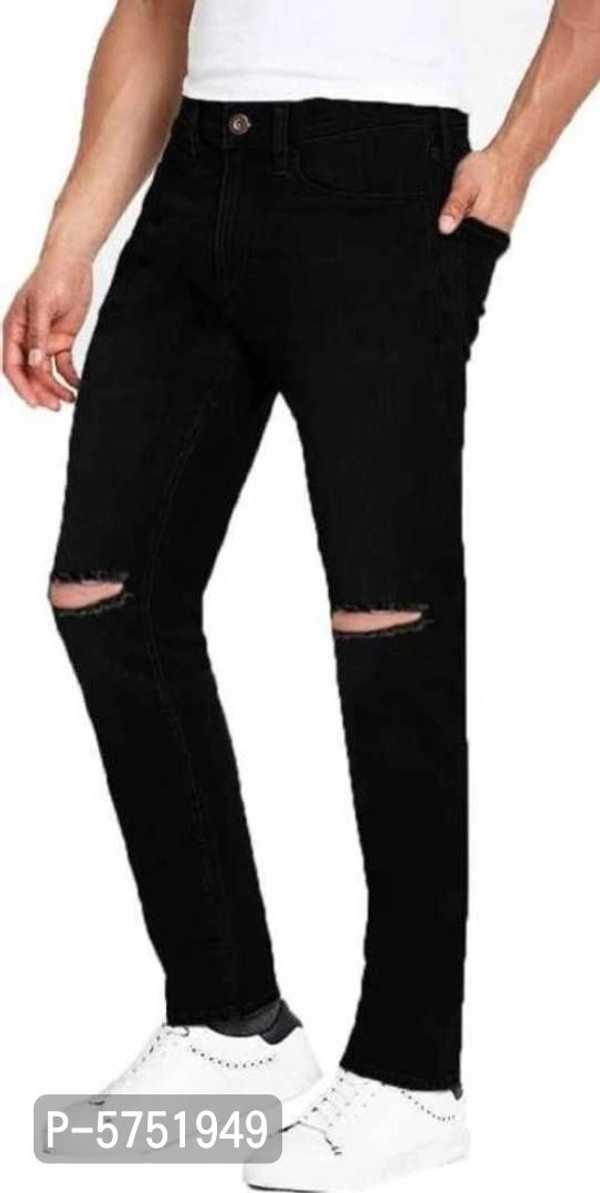 Men Black Knee Cut Jeans - 28