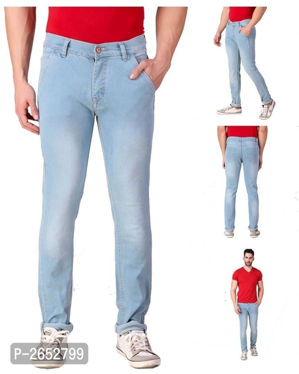 Men's Blue Denim Regular Fit Mid-Rise Jeans - 30