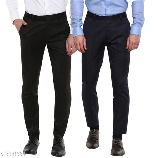 Inspire Pack Of 2 Formal Trousers (Black & Blue) - 30
