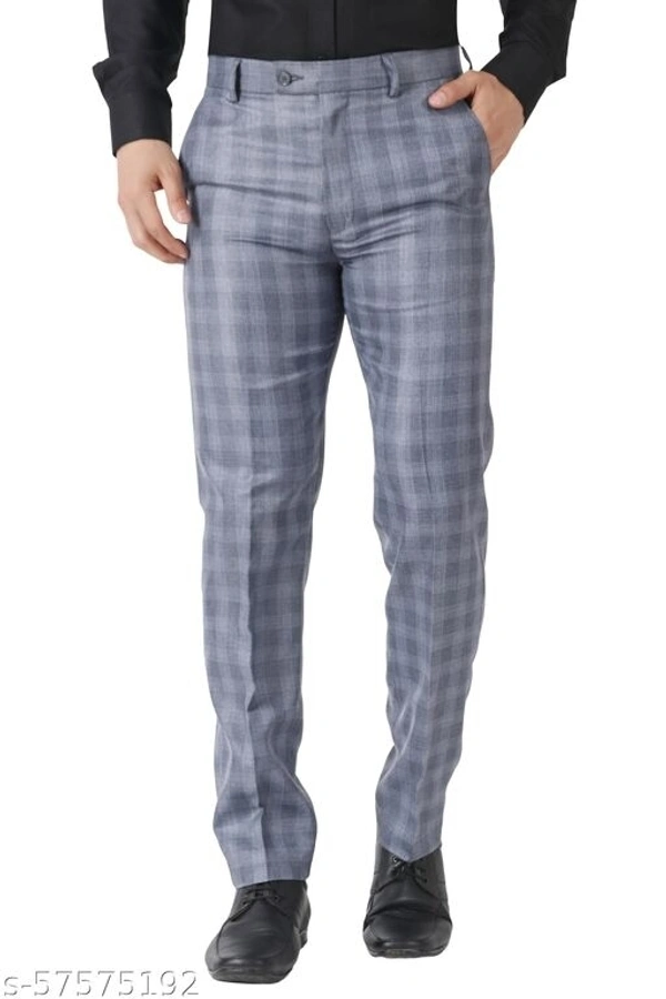 MALENO Men's Checkered Grey Trouser - 38