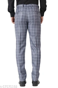 MALENO Men's Checkered Grey Trouser - 38