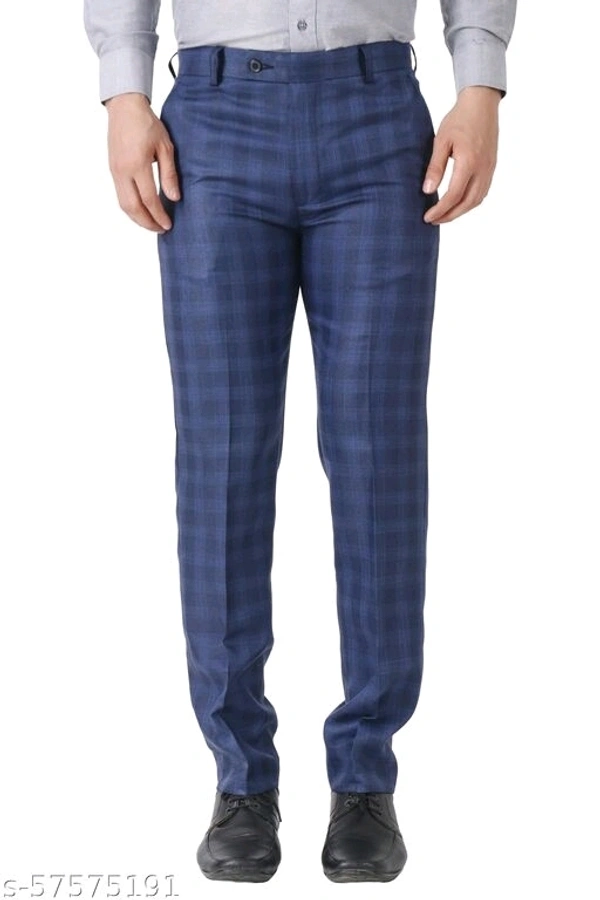 MALENO Men's Checkered Blue Trouser - 28