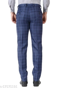 MALENO Men's Checkered Blue Trouser - 28