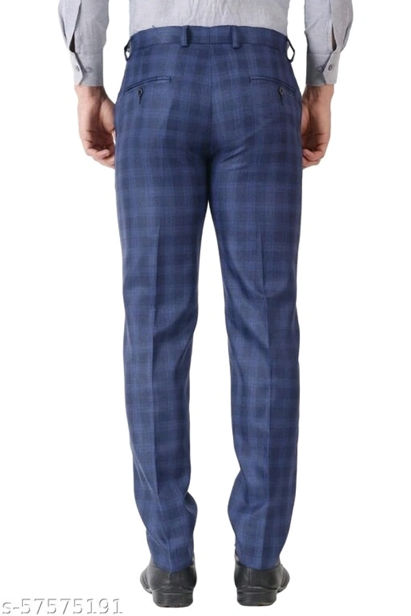 MALENO Men's Checkered Blue Trouser - 28