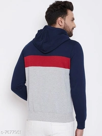 Austin Wood men's Grey Full Sleeves Colorblocked Hooded Sweatshirt - M
