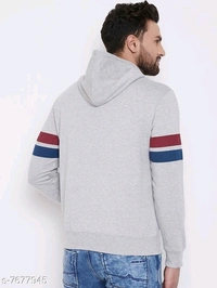 Austin Wood men's Grey Full Sleeves Printed Hooded Sweatshirt - L