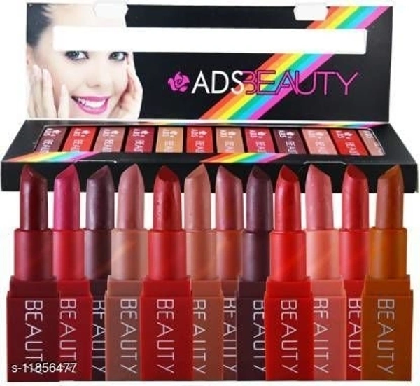 ADS Beauty Matte Lipstick-A01718 Pack of 12  (Multicolor, 4.5 g)