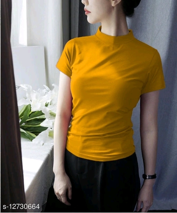 Lime Plain Slim FIT TOP & T-Shirt for  Woman - S