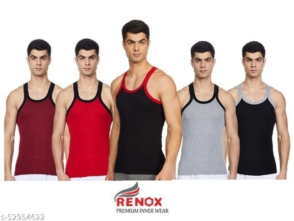 RENOX GYM VEST  PACK OF 5 (COTTON RIB FABRIC) - S