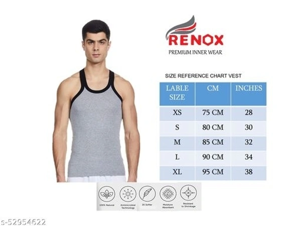 RENOX GYM VEST  PACK OF 5 (COTTON RIB FABRIC) - M