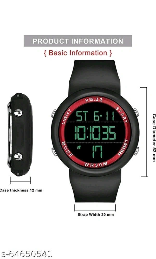 Sport watch  Date and day digital watch black belt white dail green light day .dual time and timar