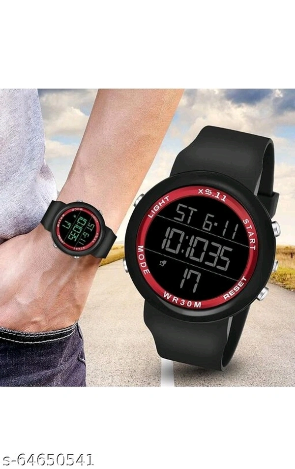 Sport watch  Date and day digital watch black belt white dail green light day .dual time and timar