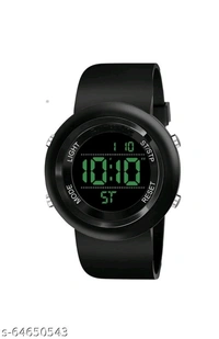 Sport watch  Date and day digital watch black belt white dail green light day .dual time and timar