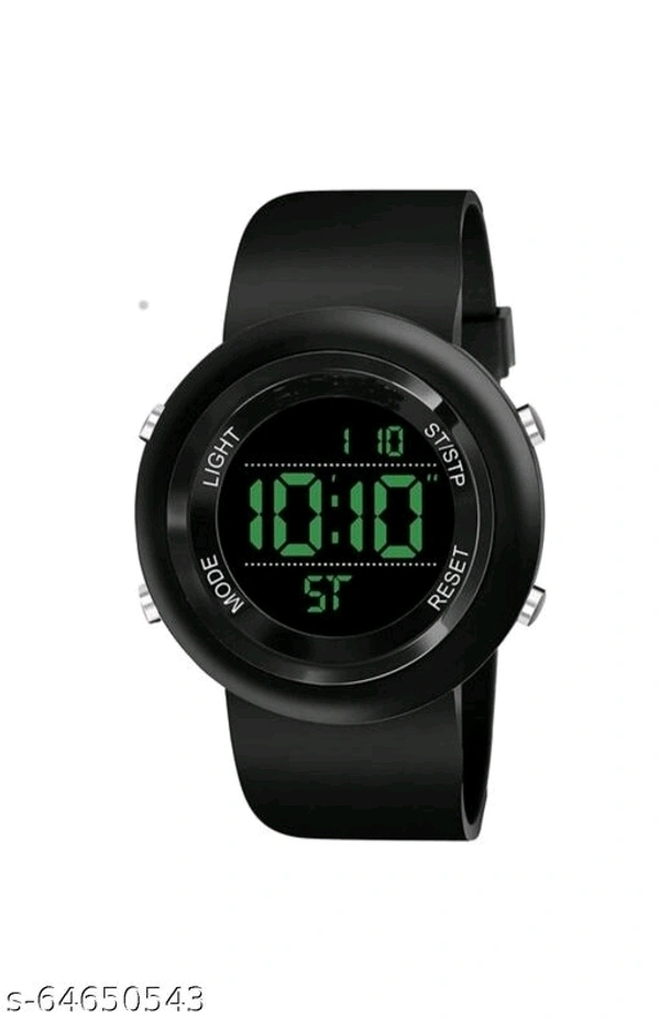 Sport watch  Date and day digital watch black belt white dail green light day .dual time and timar