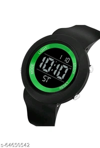Sport watch  Date and day digital watch black belt white dail green light day .dual time and timar