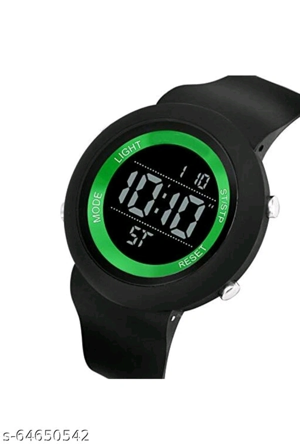 Sport watch  Date and day digital watch black belt white dail green light day .dual time and timar