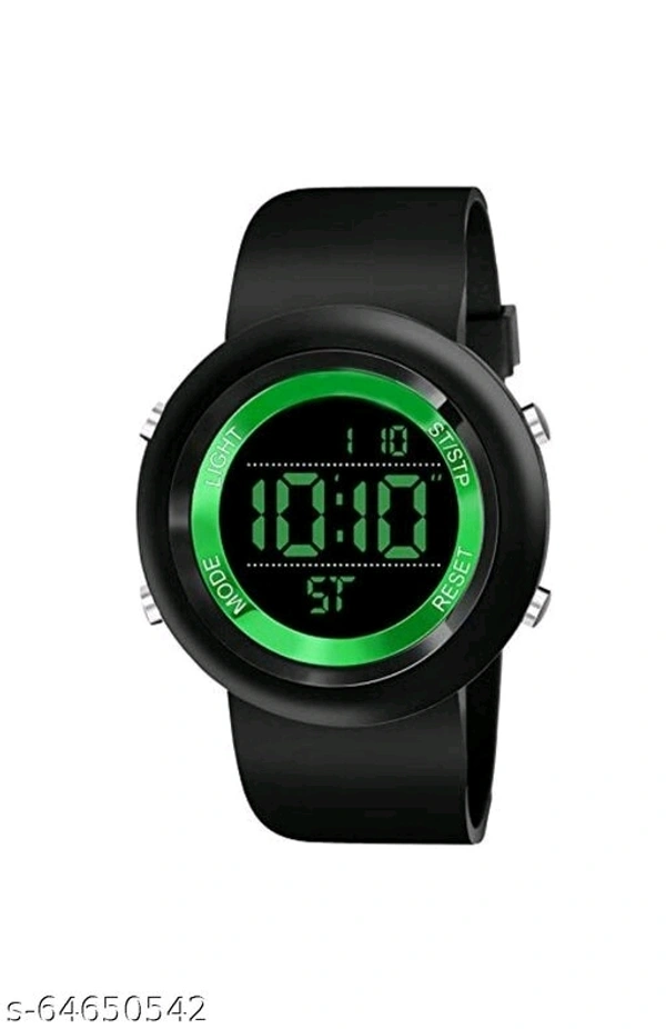 Sport watch  Date and day digital watch black belt white dail green light day .dual time and timar