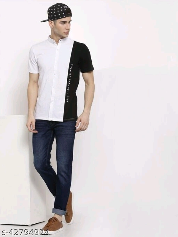 KAY DEE Printed Colorblock Casual Shirt For Mens - M