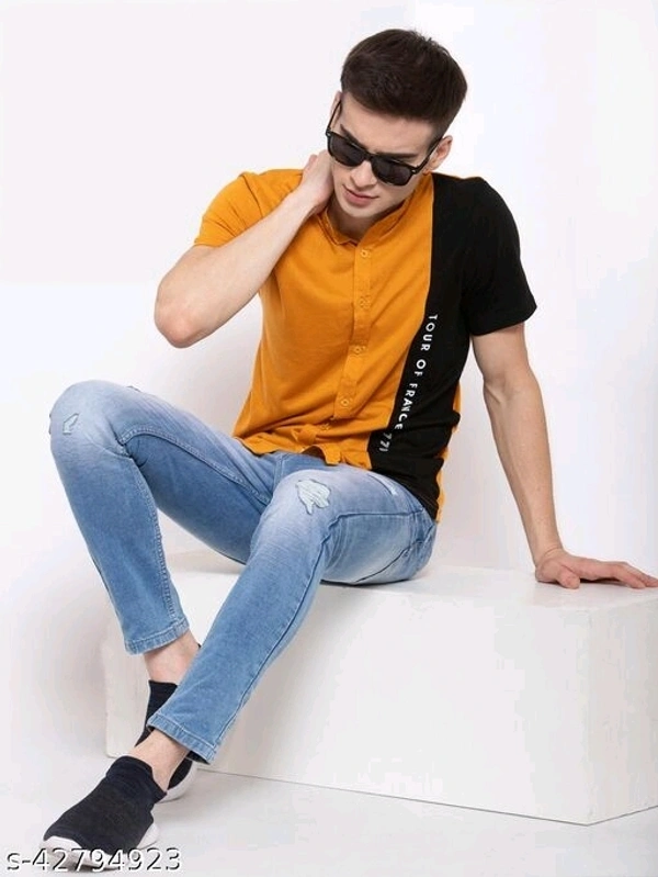 KAY DEE Printed Colorblock Casual Shirt For Mens - M