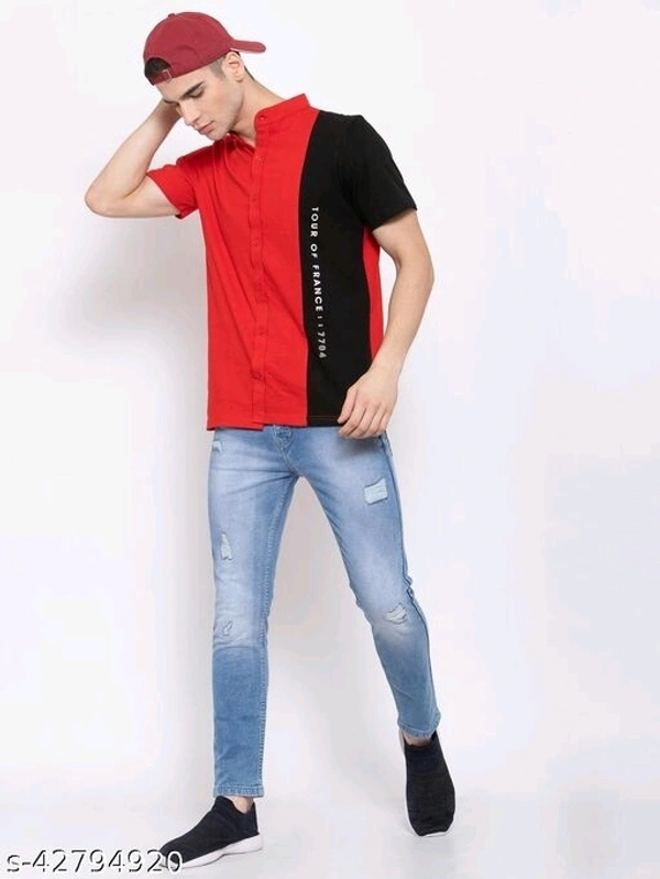 KAY DEE Printed Colorblock Casual Shirt For Mens - S