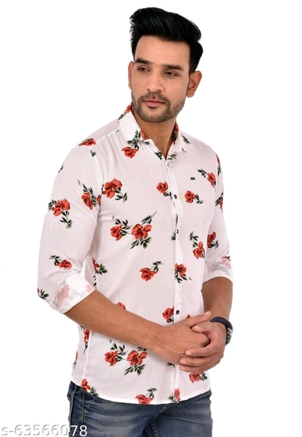 Full Sleeves Printed Floral Causal Shirt - M