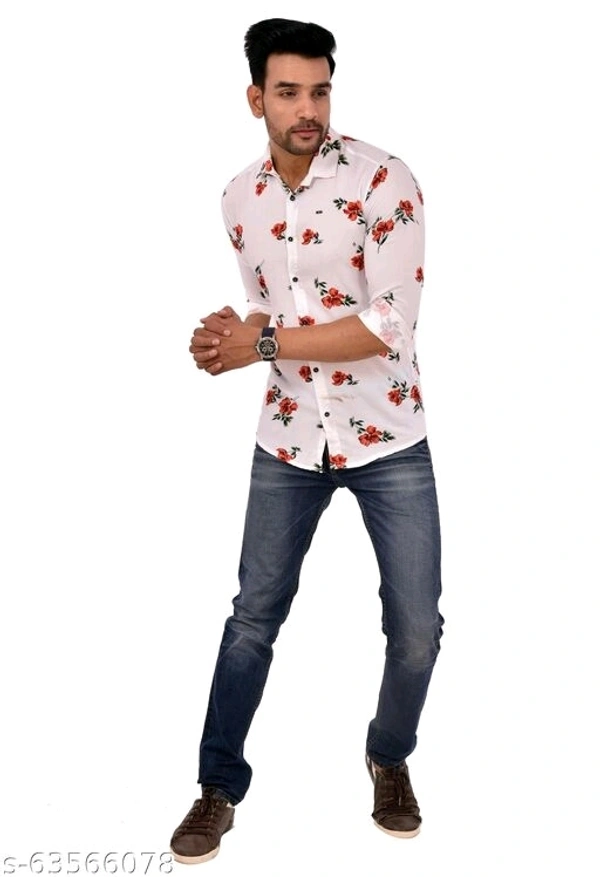 Full Sleeves Printed Floral Causal Shirt - XL